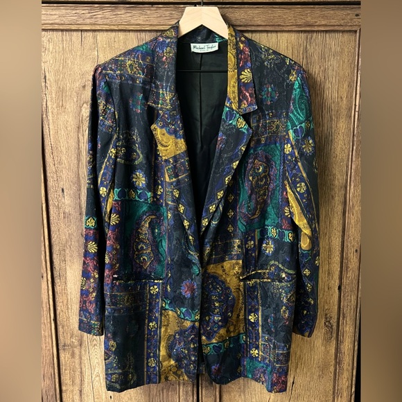 Vintage Michael Taylor Apparel Inc Silky Paisley Blazer Jacket Size XL/XXL - Picture 1 of 7